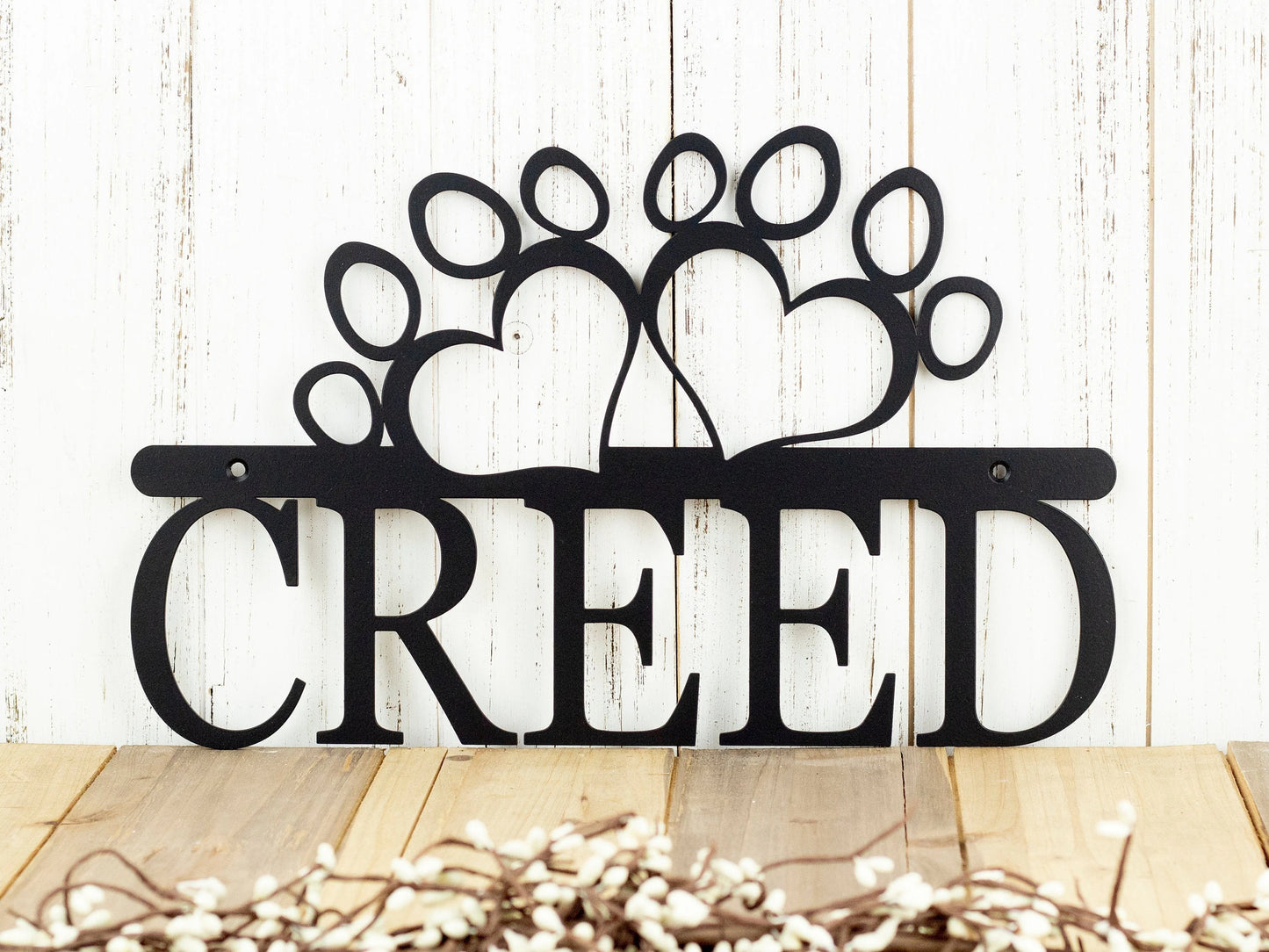 Custom Dog Name Metal Sign With Paw Prints Black Custom Sign Dog Sign Outdoor Sign