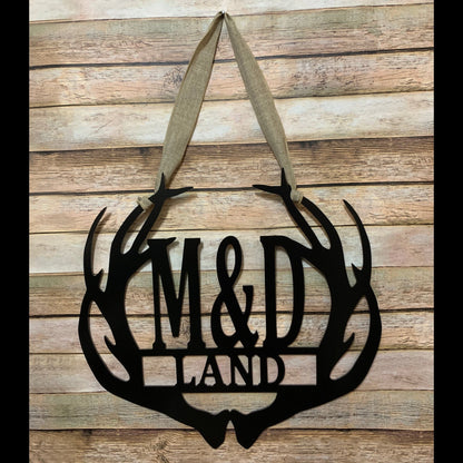Deer Antlers Birthday Gift For Husband Wall Hanger Decor, Deer Antler Wall Decor For Men, Personalized Monogram Acm Metal Decor Laser Cut Metal Signs Custom Gift Ideas