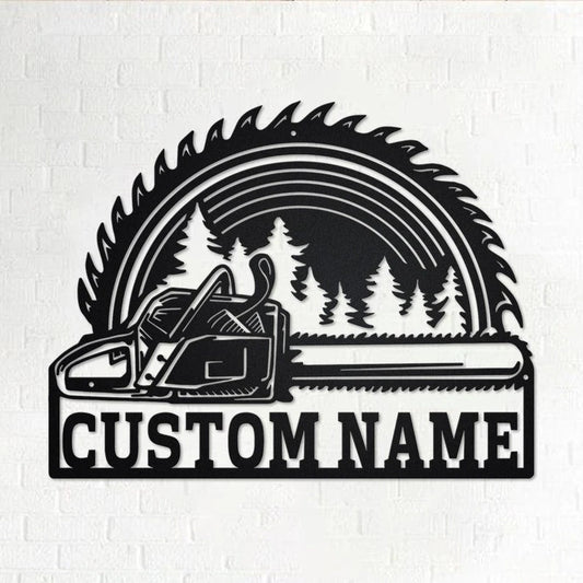 Custom Chainsaw Wood Personalized Woodworker Name Sign Decoration For Room Woodworker Custom Woodworker - 8 inches - metal sign