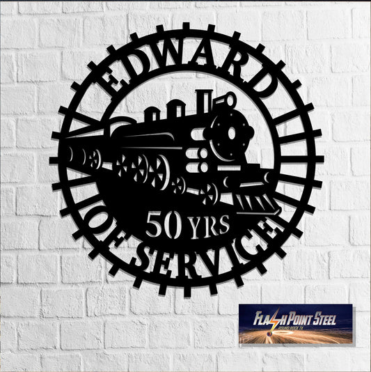 Personalized Train Sign, Retired Train Engineer, Locomotive Train, Gift Retirement, Metal Sign, Rail - metal sign