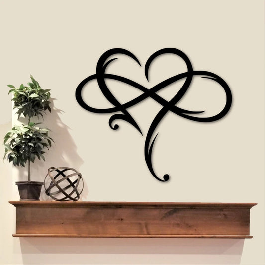 Infinity Symbol with Heart Cut Metal Sign Laser Cut Metal Signs Custom Gift Ideas - 8 inches - metal sign