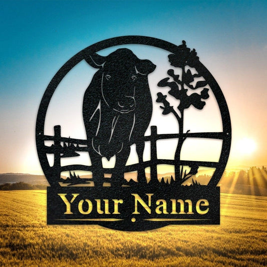 Custom Cow e Metal Cow Sign - 8 inches - metal sign