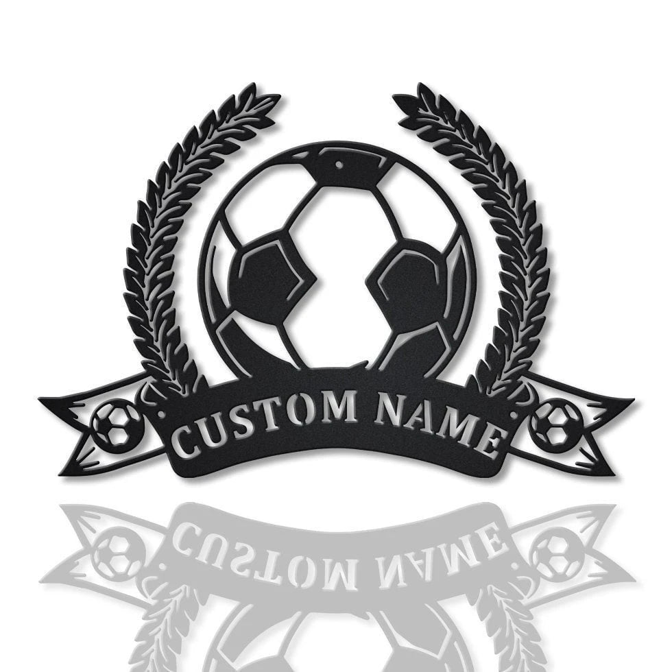 Personalized Soccer Football Monogram Metal Sign Art, Custom Soccer Football Metal Sign, Housewarming Outdoor Metal, Decor Decoration, Laser Cut Metal Signs Custom Gift Ideas