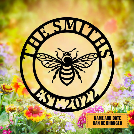 Customized Bee Metal Sign, Honey Steel Plaque, Metal Laser Cut Metal Signs Custom Gift Ideas - 8 inches - metal sign