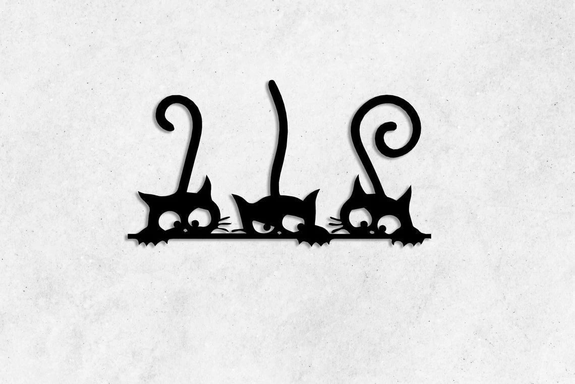 Three Cats Peeking for Cat Lovers Wall Art Decor Cut Metal Sign Laser Cut Metal Signs Custom Gift Ideas