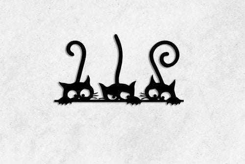 Three Cats Peeking for Cat Lovers Wall Art Decor Cut Metal Sign Laser Cut Metal Signs Custom Gift Ideas