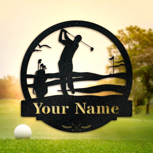 Men Golf Custom Monogram Metal Sign, Wall Art Decor, Personalized Metal Sign, Personalized Name, Metal - metal sign