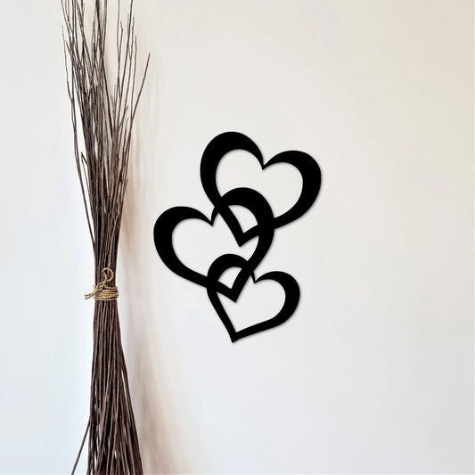 Stacked Hearts Sign, 3 Hearts Wall Decor, Cutout Metal Hearts, Love Decor, Valentine's Gift Idea For Her - wedding detail