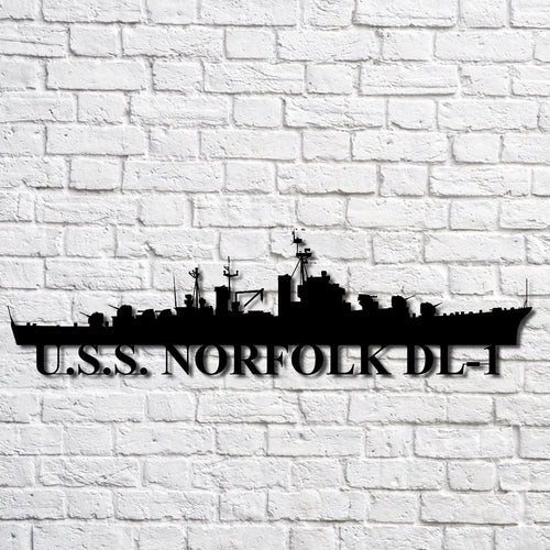 U.s.s. Norfolk Dl1 Navy Ship Metal Art, Custom Us Navy Ship Cut Metal Sign, Gift For Navy Veteran, Navy Ships Silhouette Metal Art, Navy Home Decor Laser Cut Metal Signs Custom Gift Ideas