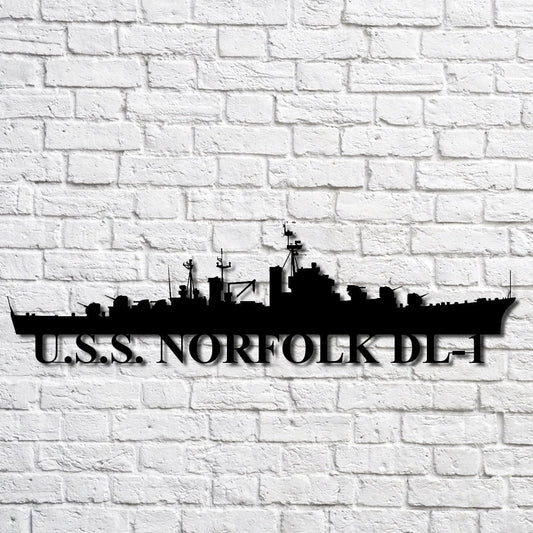 U.s.s. Norfolk Dl1 Navy Ship Metal Art, Custom Us Navy Ship Cut Metal Sign, Gift For Navy Veteran, Navy - metal sign