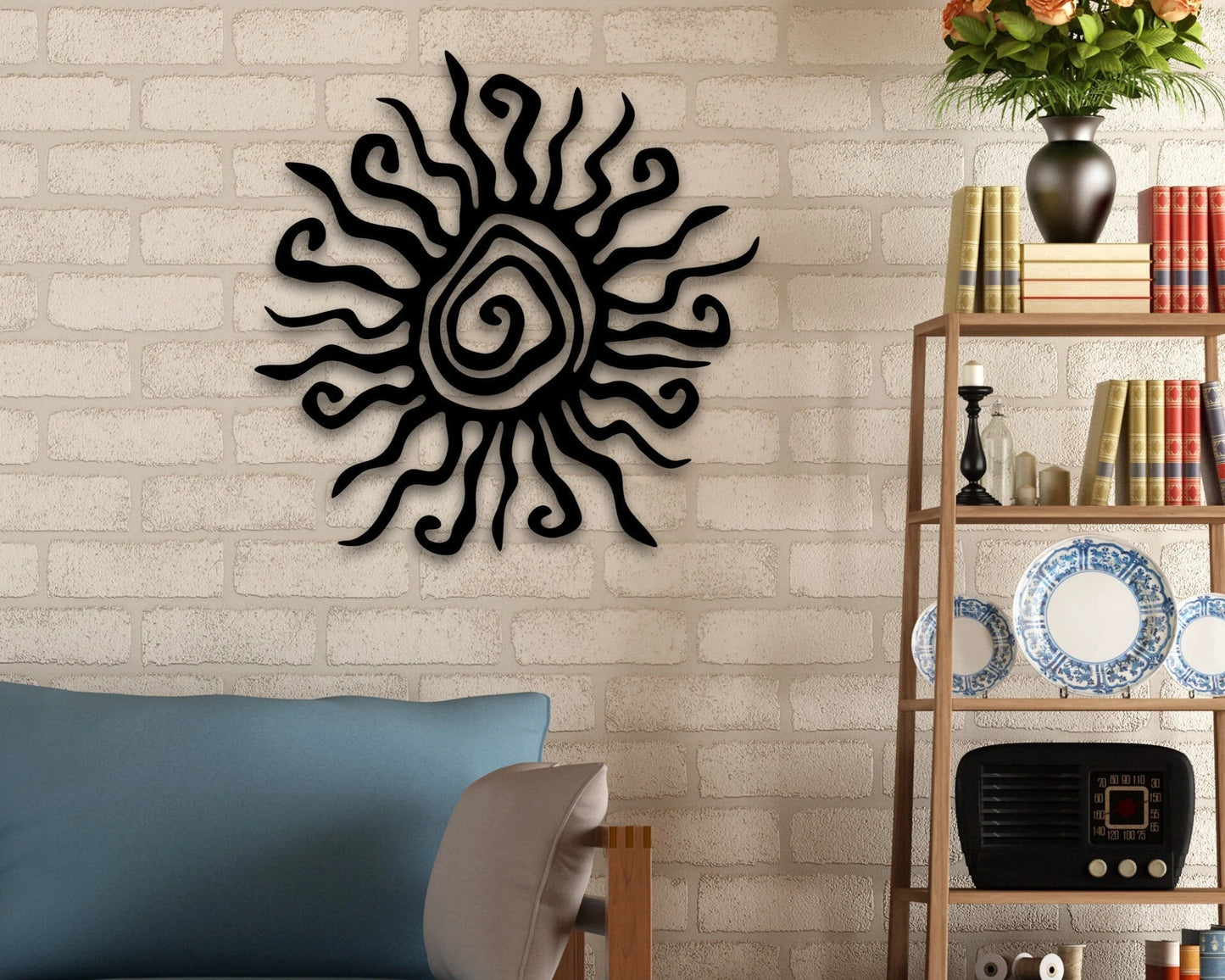 Hippie Fun Wacky Sun Unique Sun Metall Wall Garden Outdoor Spiral Decor Art Hippy Garden Art Garden Decor