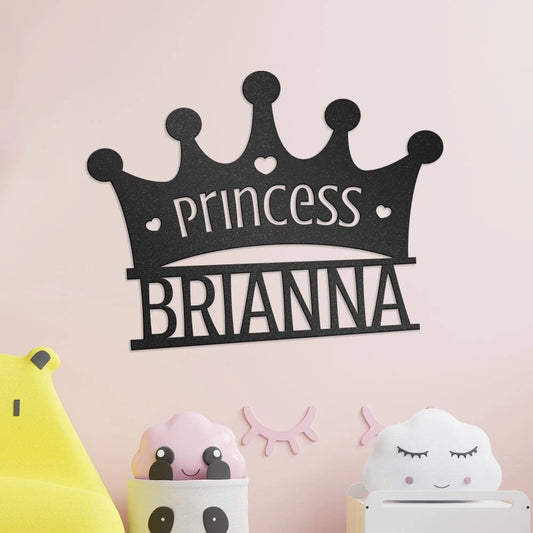 Personalized Princess Crown Metal Wall Art, Sign For Daughter, Royal Themed, Kid Room Decor, Gift For - metal sign