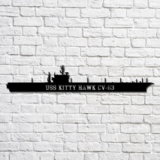 Uss Kitty Hawk Cv63 Navy Ship Metal Art, Custom Us Navy Ship Cut Metal Sign, Gift For Navy Veteran, Navy - metal sign