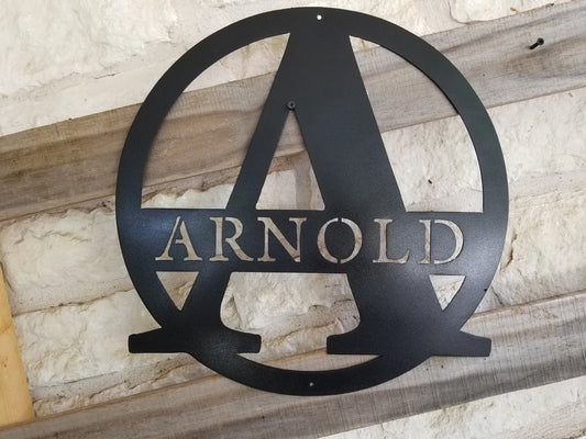 Monogram Sign, Family Monogram, Personalized Sign, Name, Wall Art, Entryway Sign, Hanging, Plasma Cut - metal sign