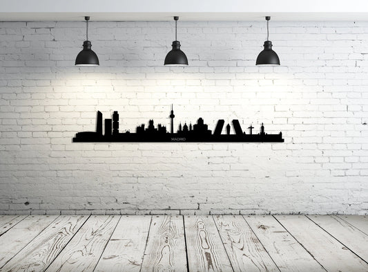 Madrid City Silhouette Metal Wall Art, Madrid Skyline Metal Wall Decor, Housewarming Gift, Home Living - metal sign