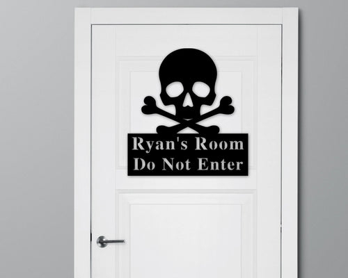 Skull Room Sign Custom Metal Sign Door Plaque Name Plaque Do Not Enter Sign Beware Sign Trespassing Sign Name Sign Door Decor