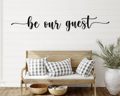 Be Our Guest Metal Word Art, Honey Script Word Art, Indoor Outdoor Be Our Guest Metal Sign, Be Our Guest Metal Wall Art, Farmhouse Decor Laser Cut Metal Signs Custom Gift Ideas