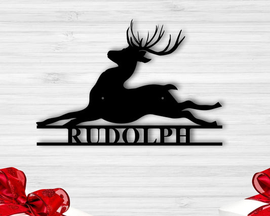 Metal Deer Sign Metal Animal Decor Deer Sign Family Name Sign Family Name Metal Name Plate Name Plaque Front Porch Decor Porch Sign - 8 inches - metal sign
