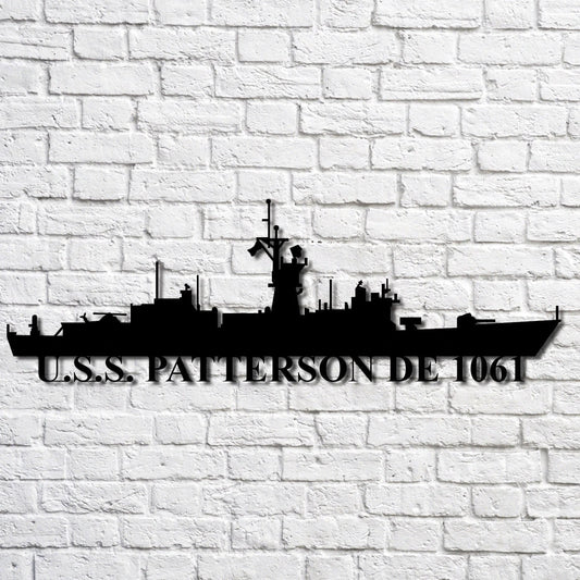 U.s.s. Patterson De 1061 Navy Ship Metal Art, Custom Us Navy Ship Cut Metal Sign, Gift For Navy Veteran - metal sign