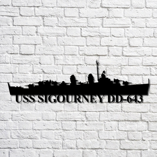 Uss Sigourney Dd643 Navy Ship Metal Art, Gift For Navy Veteran, Navy Ships Silhouette Metal Art, Navy Home Decor Laser Cut Metal Signs Custom Gift Ideas