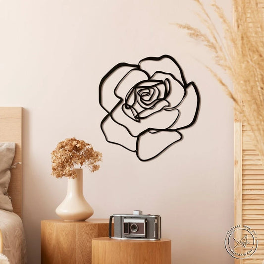 Rose Flower One Line Wall Art Decor Cut Metal Sign Laser Cut Metal Signs Custom Gift Ideas - 8 inches - metal sign