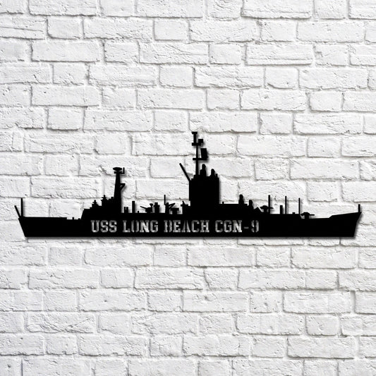 Uss Long Beach Cgn9 Navy Ship Metal Art, Custom Us Navy Ship Cut Metal Sign, Gift For Navy Veteran, Navy - metal sign