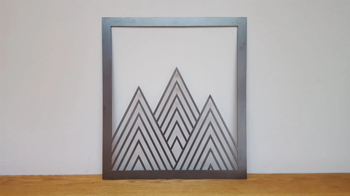 Triangle Mountains Cut Metal Sign