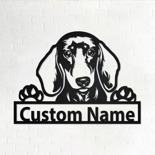 Personalized Custom Dachshund Metal Sign for Dog Lover Custom Name - 8 inches - metal sign