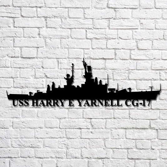 Uss Harry E Yarnell Cg17 Navy Ship Metal Art, Custom Us Navy Ship Cut Metal Sign, Gift For Navy Veteran - metal sign