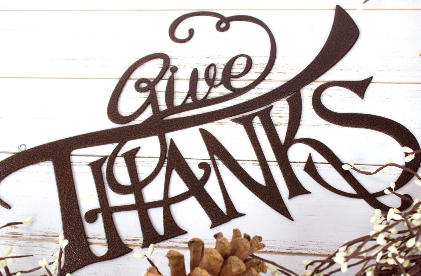 Give Thanks Thanksgiving Metal Sign Copper Autumn Decor Fall Sign Thanksgiving Sign Outdoor Sign