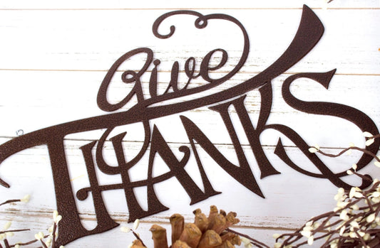 Give Thanks Thanksgiving Metal Sign Copper Autumn Decor Fall Sign Thanksgiving Sign Outdoor Sign - 8 inches - metal sign