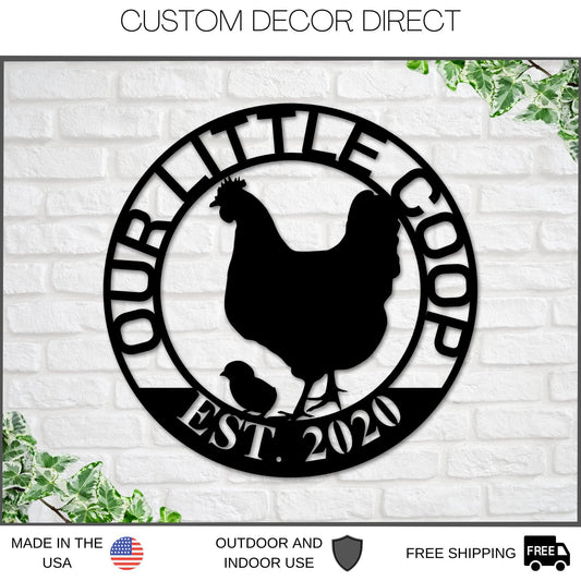 Mothers Day Gift, Personalized Mothers Day Gift, Gift For Mom, Our Little Coop Sign Metal Sign, Chicken - metal sign