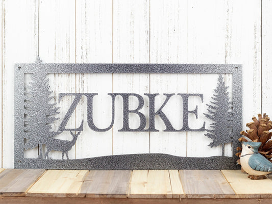 Personalized Name Metal Sign, Deer Scene, Laser Cut Steel, Laser Cut Metal Signs Custom Gift Ideas - 8 inches - metal sign