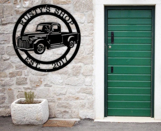 Classic Chevy Truck Personalized Sign Gift For Car Lover Custom Metal Sign - 8 inches - metal sign