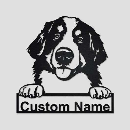 Personalized Custom Bernese Mountain Dog Metal Sign for Dog Lover Custom Name - 8 inches - metal sign