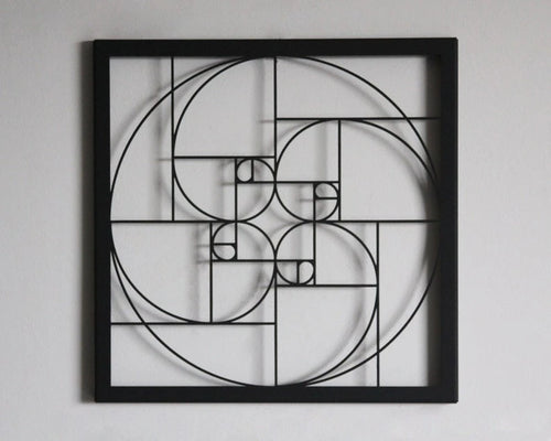 GOLDEN RATIO Geometric Wall Art Fibonacci Wall Art Modern Wall Decor Fibonacci Spiral Wall Art Black