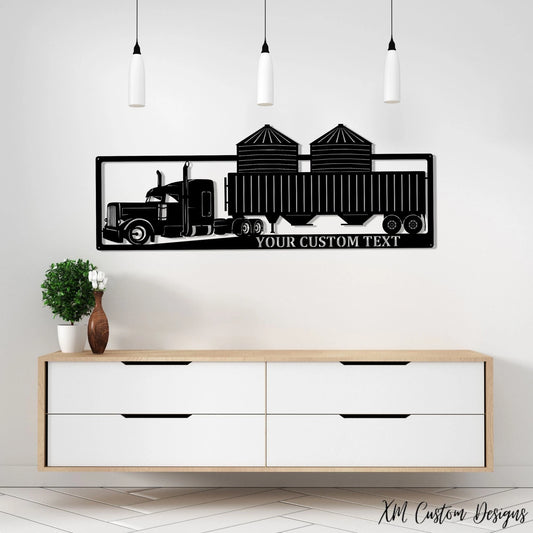 Grain Hauler Truck Metal Wall Decor, Customized Metal Wall Sign, Extra Metal Decor, Personalized Truck - metal sign