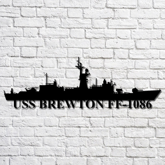 Uss Brewton Ff1086 Navy Ship Metal Art, Custom Us Navy Ship Cut Metal Sign, Gift For Navy Veteran, Navy - metal sign