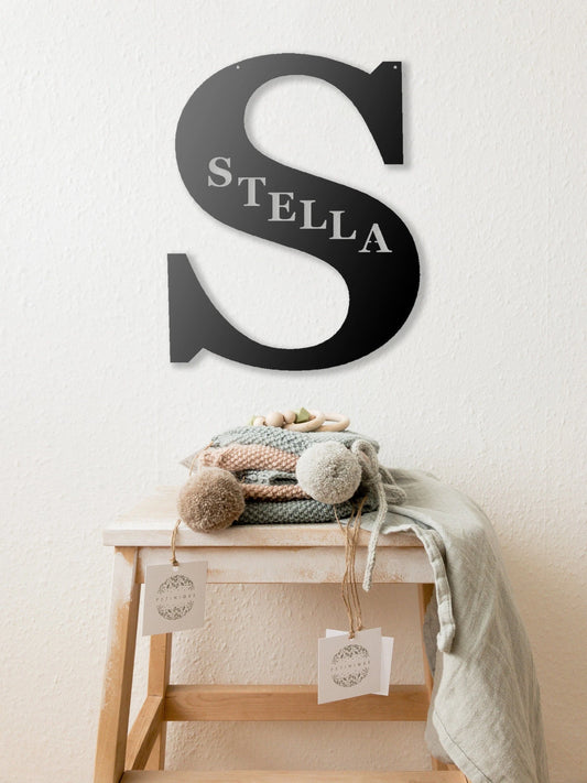 Nursery Name Sign, Large Metal Letters, Personalized Gifts, Last Name Metal Sign, Nursery Decor Laser Cut Metal Signs Custom Gift Ideas - 8 inches - metal sign