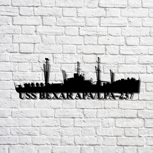 Uss Bexar Apa lpa237 Navy Ship Metal Art, Custom Us Navy Ship Cut Metal Sign, Gift For Navy Veteran, Navy Ships Silhouette Metal Art, Navy Home Decor Laser Cut Metal Signs Custom Gift Ideas