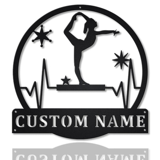 Personalized Balance Beam Monogram Metal Sign Art, Balance Beam Metal Sign, Artistic Gymnastics Outdoor - metal sign