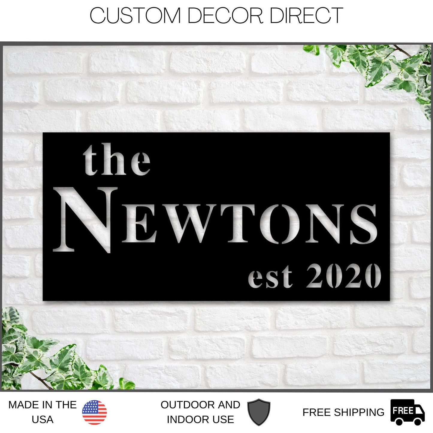Personalized Family Name Metal Sign, Last Name Sign, Initial, Metal Monogram, Door Hanger, Housewarming Gift, Wedding Monogram, Anniversary Laser Cut Metal Signs Custom Gift Ideas
