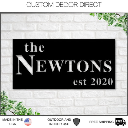 Personalized Family Name Metal Sign, Last Name Sign, Initial, Metal Monogram, Door Hanger, Housewarming Gift, Wedding Monogram, Anniversary Laser Cut Metal Signs Custom Gift Ideas
