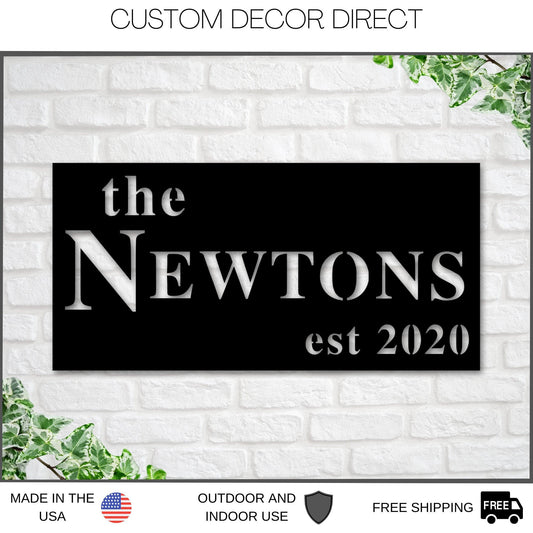 Personalized Family Name Metal Sign, Last Name Sign, Initial, Metal Monogram, Door Hanger, Housewarming - wedding detail