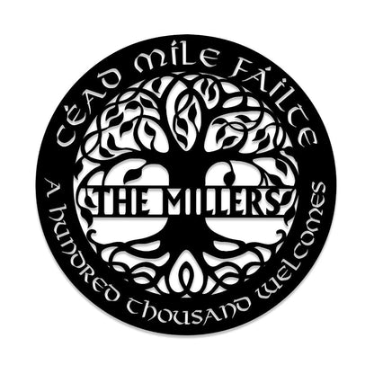 Personalized Tree Of Life Cead Mile Failte Irish Celtic Metal Sign, Metal Laser Cut Metal Signs Custom Gift Ideas