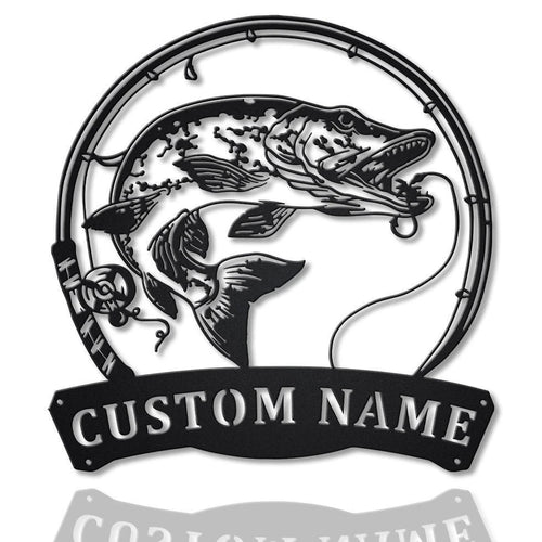 Personalized Northern Pike Fish Pole Metal Sign Art, Custom Northern Pike Fishing Metal Sign, Fishing Gifts Funny, Northern Pike Gift, Laser Cut Metal Signs Custom Gift Ideas