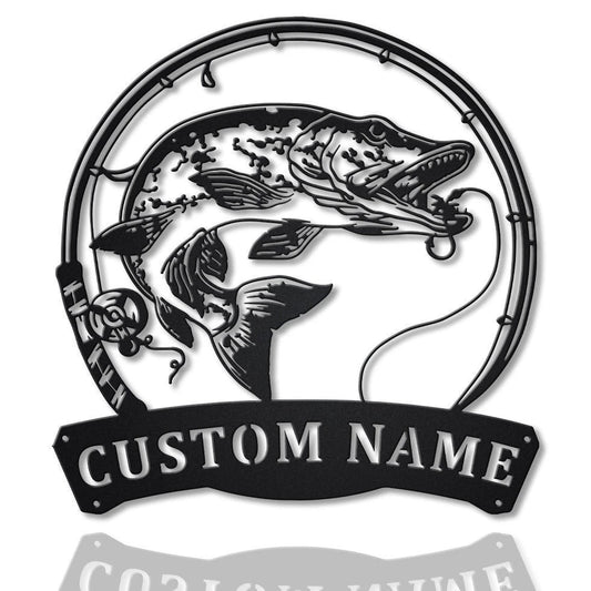 Personalized Northern Pike Fish Pole Metal Sign Art, Custom Northern Pike Fishing Metal Sign, Fishing - metal sign