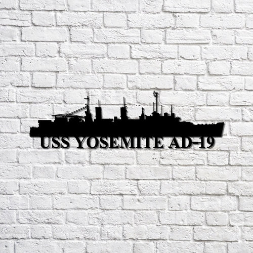 Uss Yosemite Ad19 Navy Ship Metal Sign, Memory Wall Metal Sign Gift For Navy Veteran, Navy Ships Silhouette Metal Sign Laser Cut Metal Signs Custom Gift Ideas