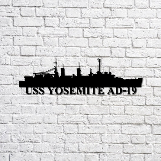 Uss Yosemite Ad19 Navy Ship Metal Sign, Memory Wall Metal Sign Gift For Navy Veteran, Navy Ships Silhouette Metal Sign Laser Cut Metal Signs Custom Gift Ideas