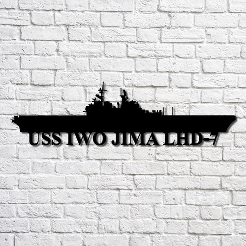 Uss Iwo Jima Lhd7 Navy Ship Metal Art, Custom Us Navy Ship Cut Metal Sign, Gift For Navy Veteran, Navy Ships Silhouette Metal Art, Navy Home Decor Laser Cut Metal Signs Custom Gift Ideas